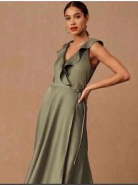 Anthropologie Wedding BHLDN SACHIN + BABI Tansy Green Wrap Gown Dress size 6